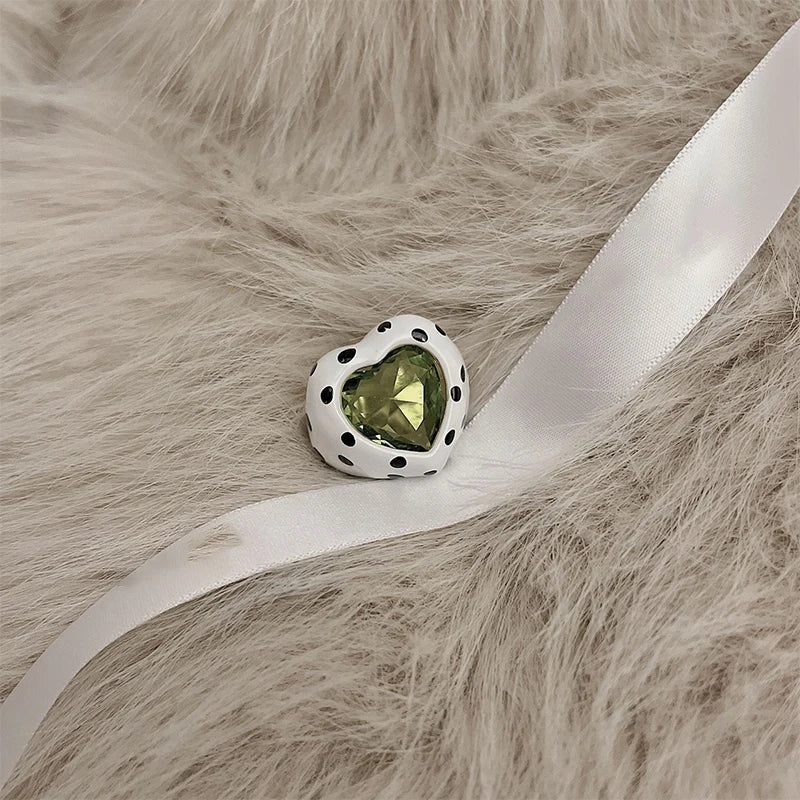 Polka dot heart ring