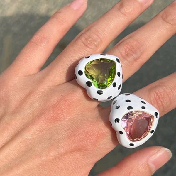 Polka dot heart ring